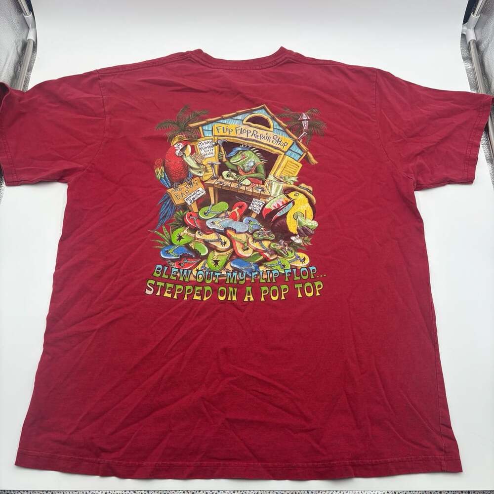 Margaritaville Orlando Flip Flop Repair Shop Red Graphic T-Shirt